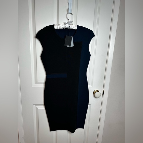 Alexander Wang Black and Navy Midi Dress - Picture 3 of 9